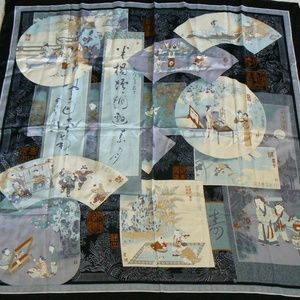 NWT Choyers 100% Silk Scarf 42 x 42 Luxury Multi Blue Color Story teller